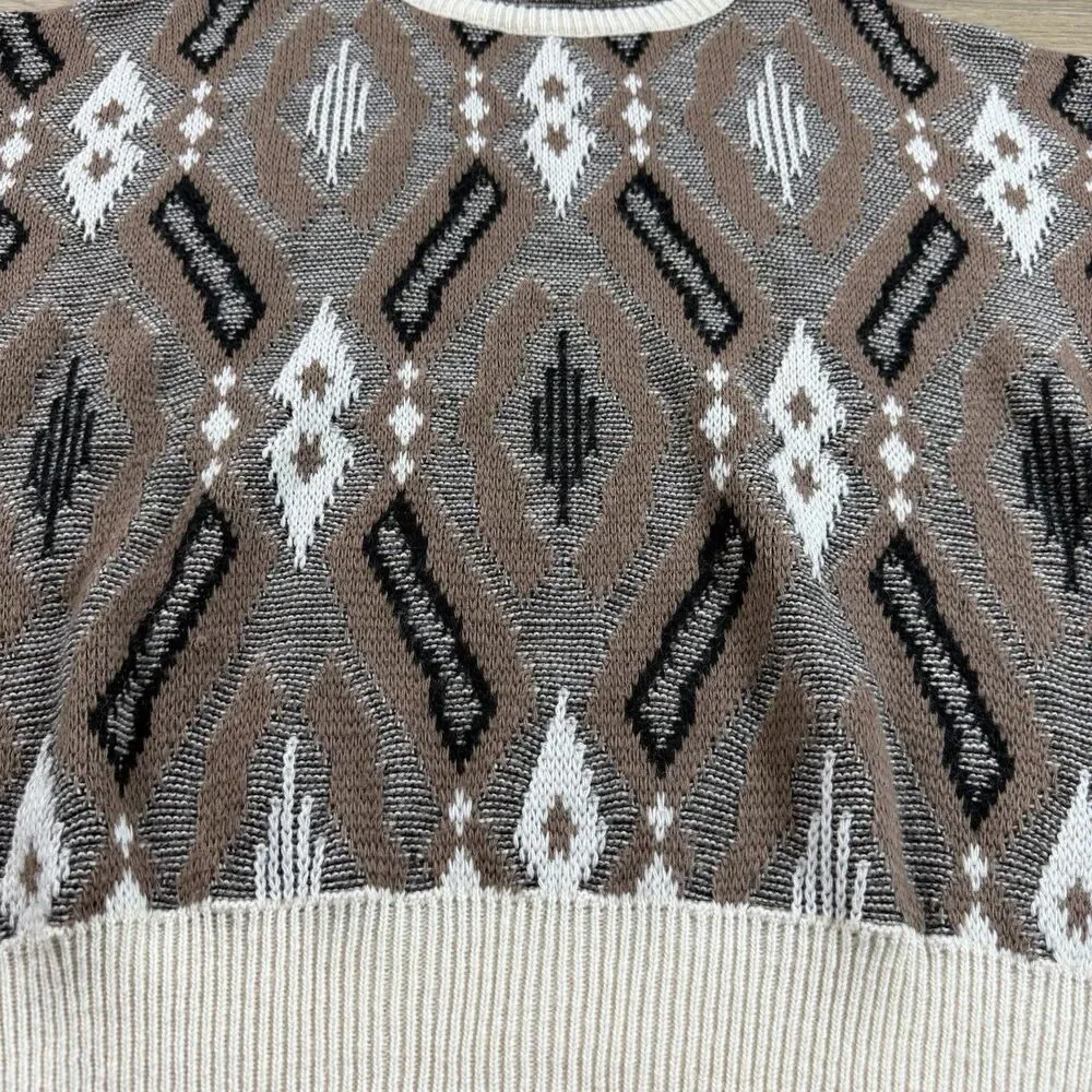 Maglificio Florence Sweater Men XL Vintage 90s Geometric Crew Wool Blend Italy
